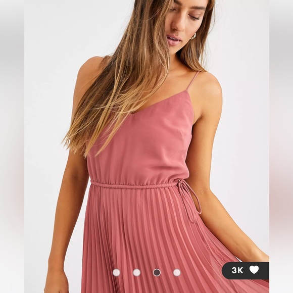 ASOS DESIGN PLEATED CAMI MIDI DRESS IN DARK PINK SIZE 12 US - Picture 2 of 6